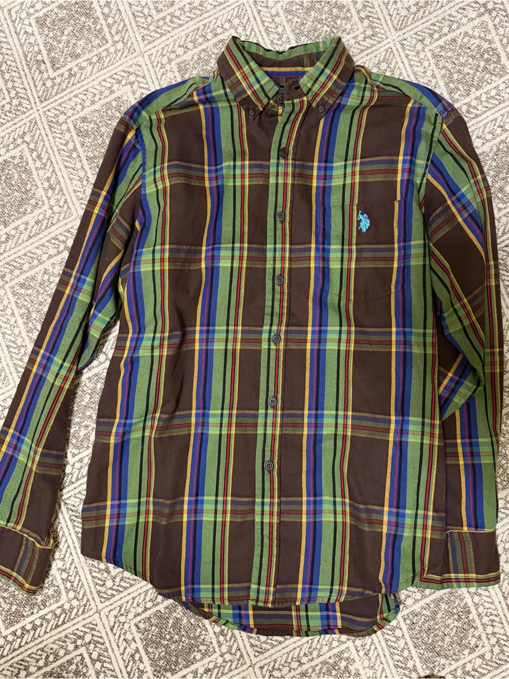 U.S.Polo AssN. by Ralph Lauren Green Plaid Button-Down flannel shirt size M